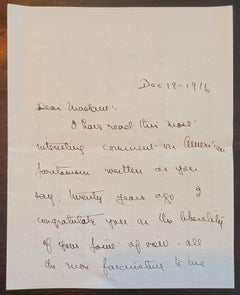 Letter from Theodore Dreiser Dated 19 Dec 1916 to Eliza Calvert Hall