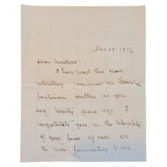 Antique Letter from Theodore Dreiser Dated 19 Dec 1916 to Eliza Calvert Hall