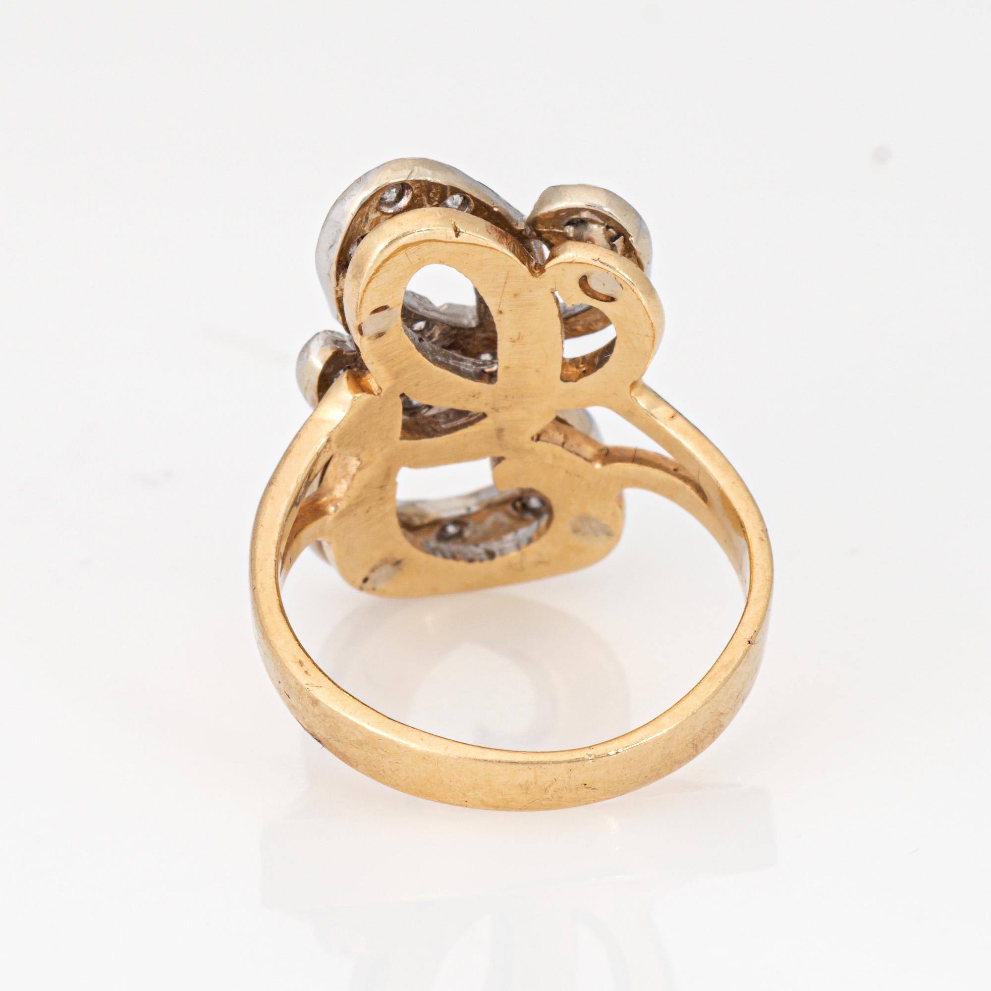 Buchstabe G Diamond Initial Ring Vintage 14k Gelbgold Sz 3,75 Estate Jewelry im Zustand „Gut“ im Angebot in Torrance, CA