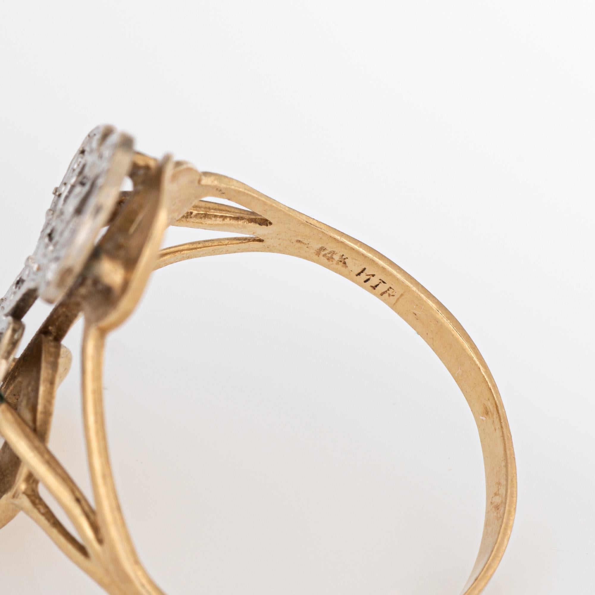 Letter G Diamond Initial Ring Vintage 14k Yellow Gold Sz 9.5 Estate Jewelry For Sale 1