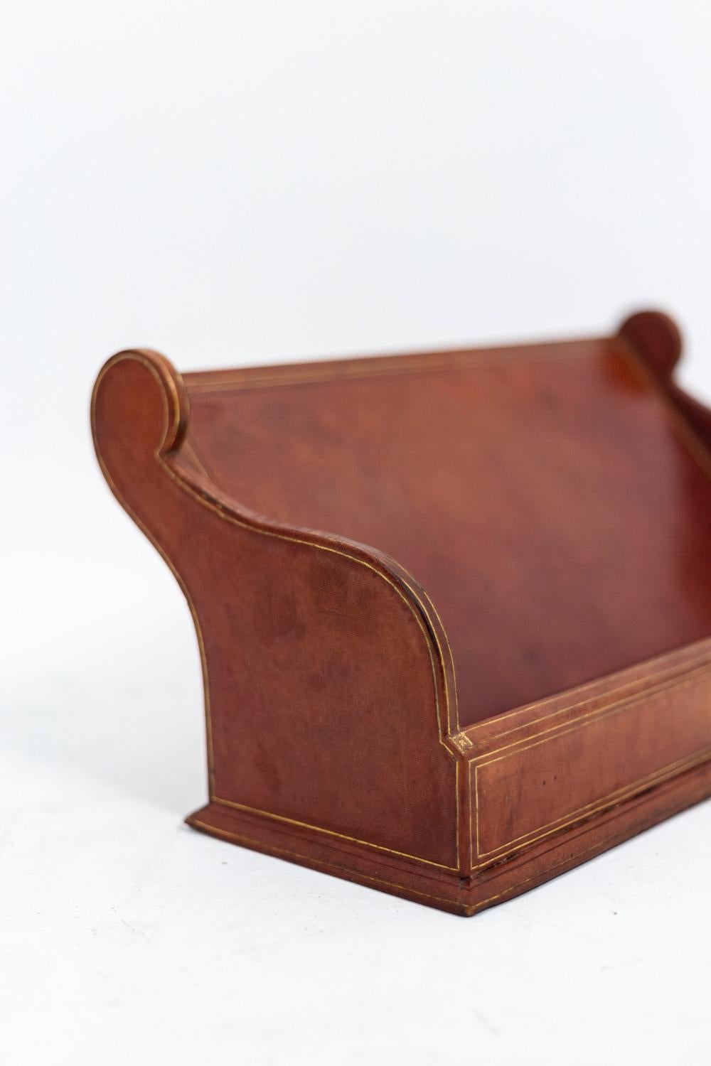 European Letter Holder in Leather, 20th Century For Sale