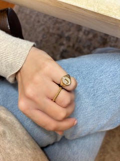 Letter J, Diamonds 0.20ctw, Signet Ring 18k Gold