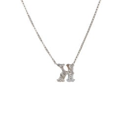Letter K Diamond Initial Necklace Vintage 14 Karat White Gold Chain Jewelry