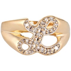 Buchstabe L Diamant Siegelring Vintage 14 Karat Gelbgold Initial Estate Jewelry