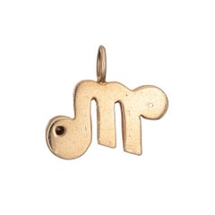 Letter M Initial Pendant Vintage Charm 14 Karat Estate Fine Jewelry Cursive Font