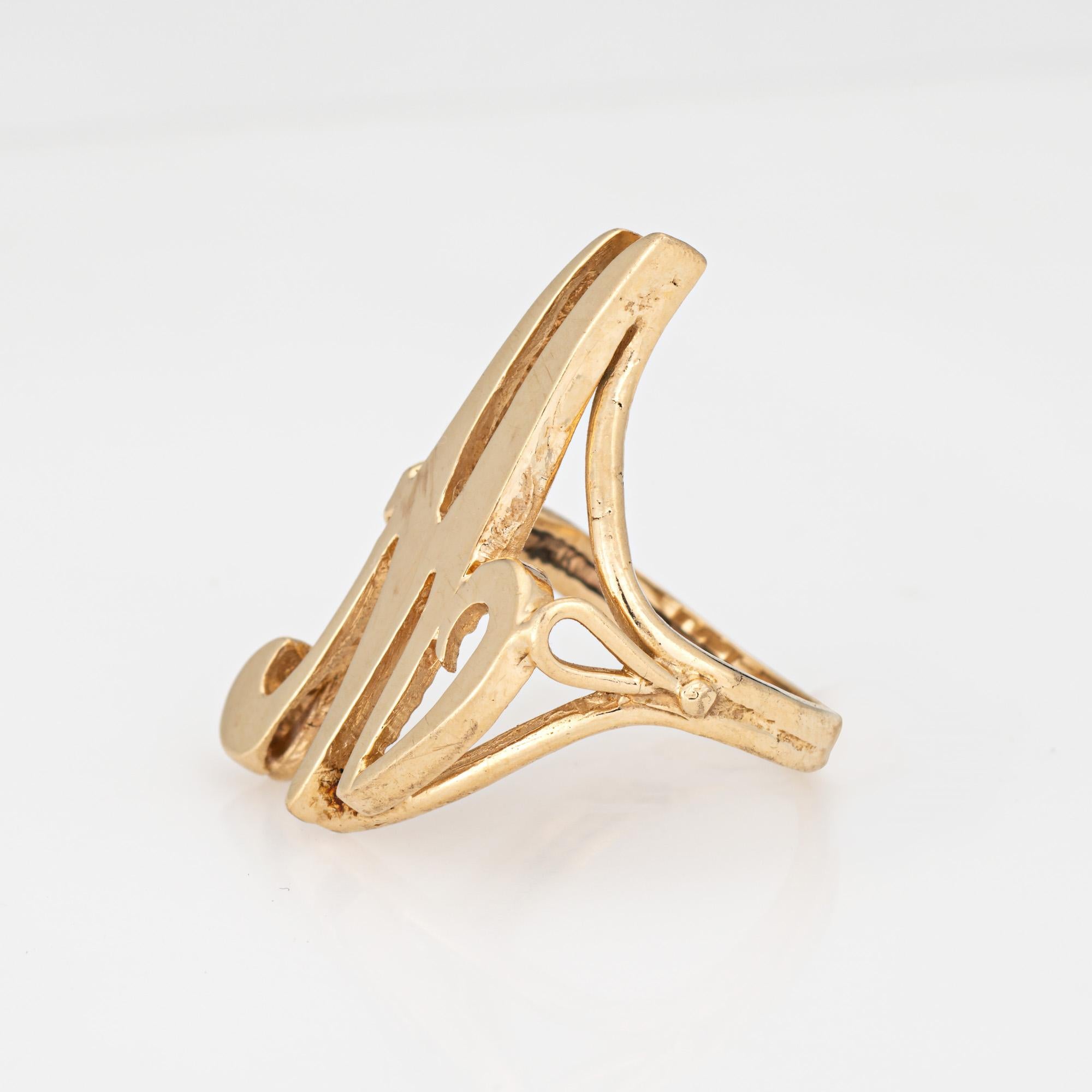 Letter M Initial Ring Vintage 14k Yellow Gold Sz 5 Estate Fine Jewelry In Good Condition For Sale In Torrance, CA