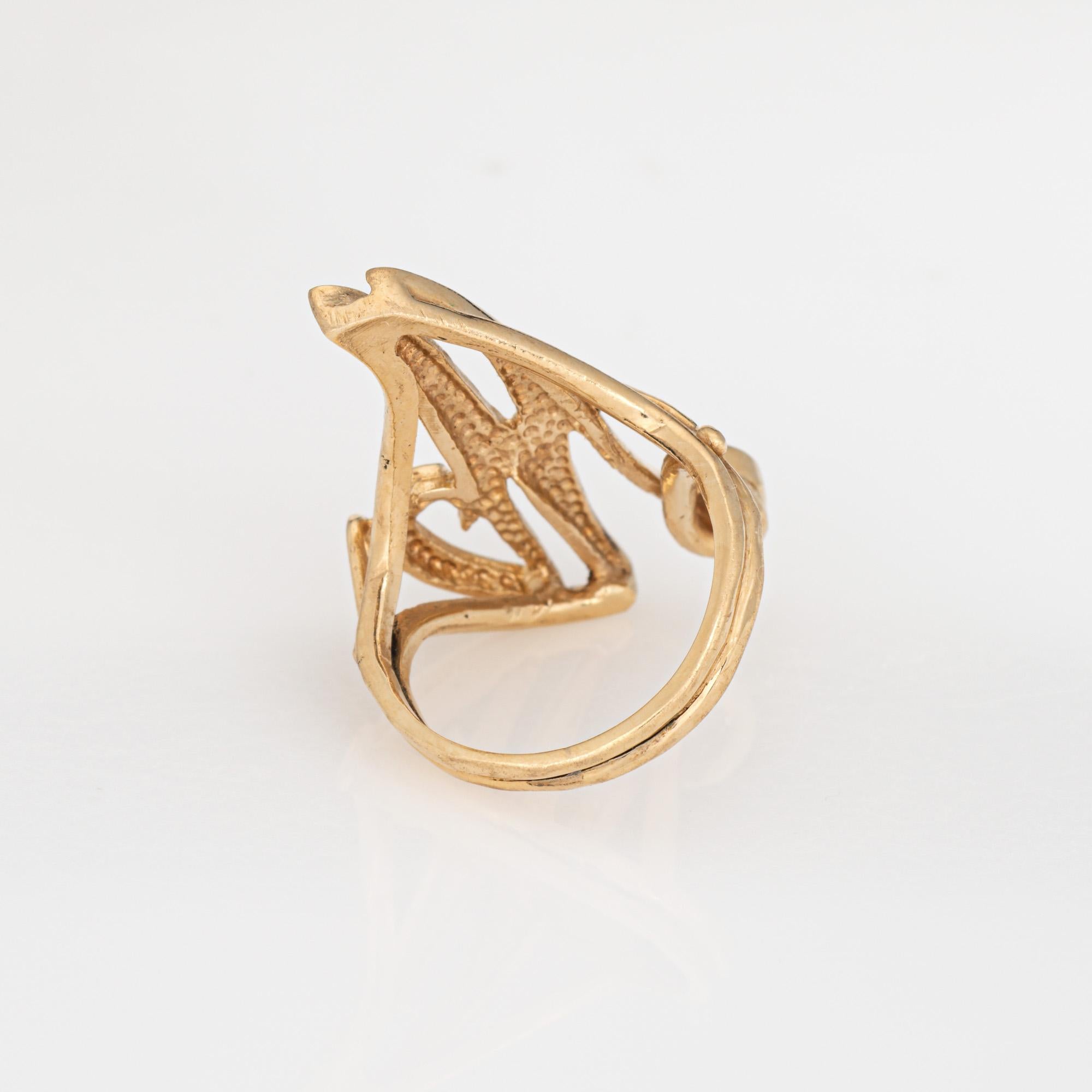 Women's Letter M Initial Ring Vintage 14k Yellow Gold Sz 5 Estate Fine Jewelry For Sale