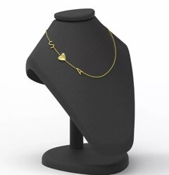 Letter Name Initials Necklace Personalized Gold Pendant in 14k Yellow Gold