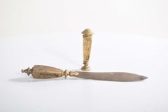 Letter Opener and Seal, in Yellow Metal