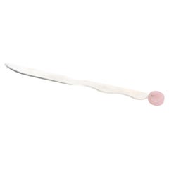 Letter Opener Pink Quartz Coin Brass Plated Silver designed by Natalia Criado