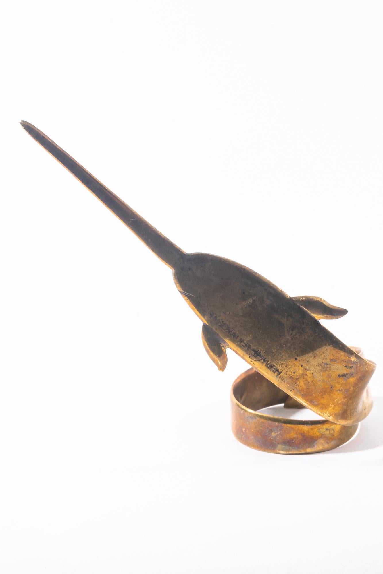 Brass Letter Opener Shows a Swordfish by Hagenauer 'Marked on Bottom'
