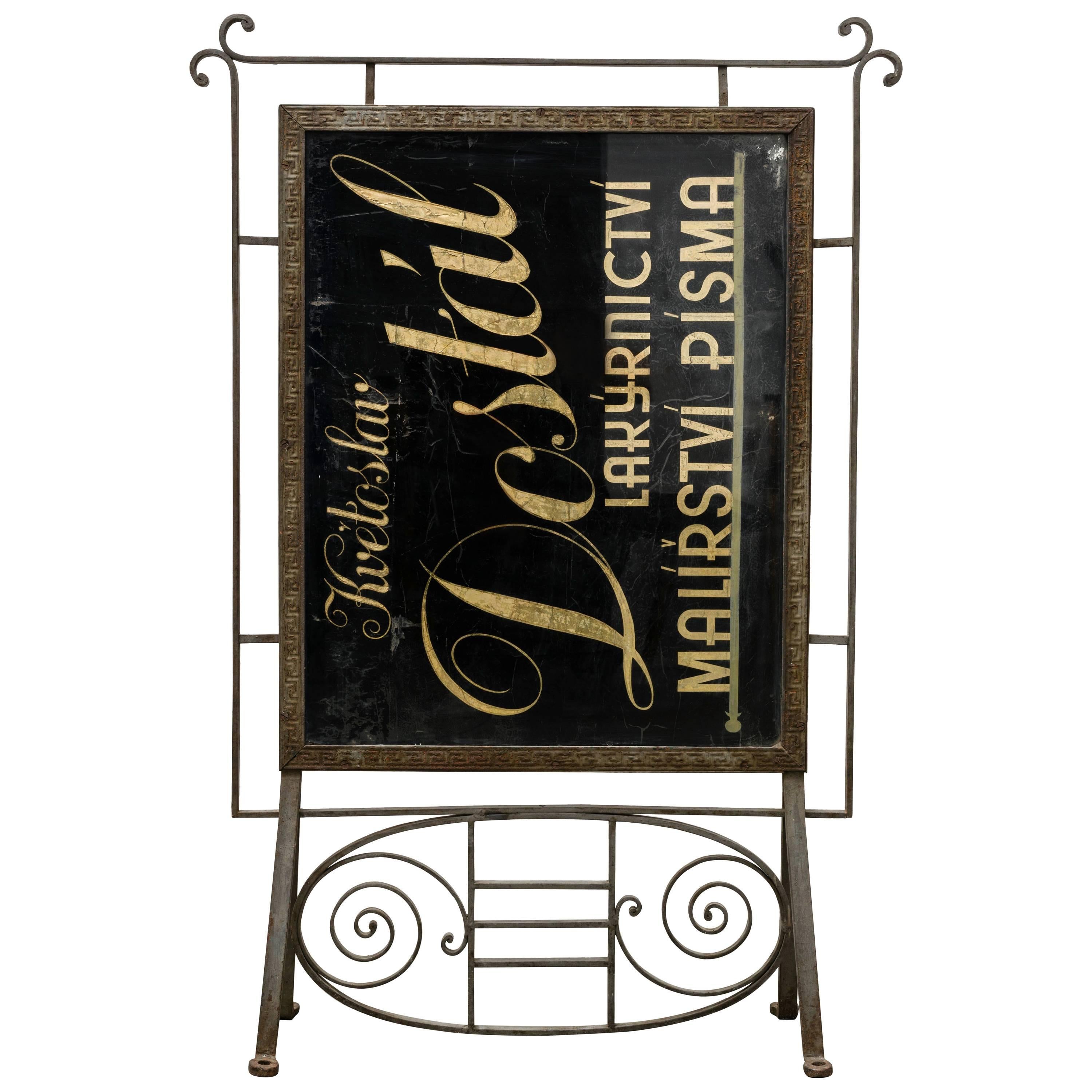 Letter Painter Kvetoslav Dostal Shop Sign, circa 1900