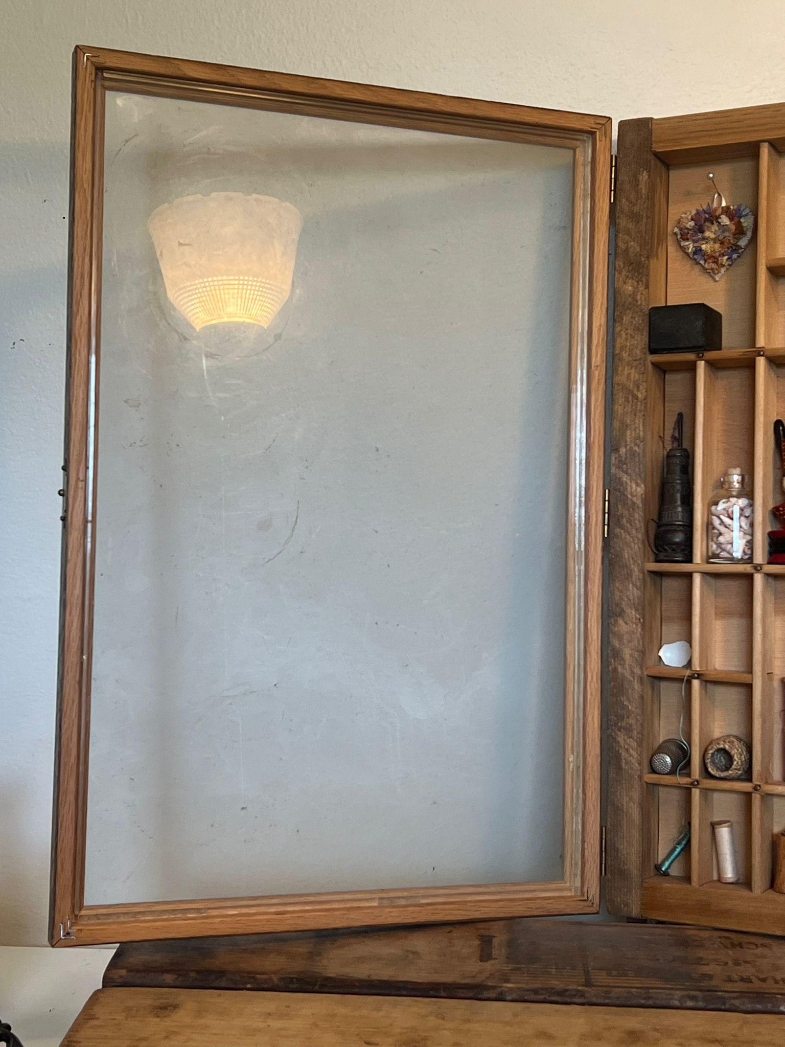Letter Press Box Trinket Shelf with Glass Door For Sale 4