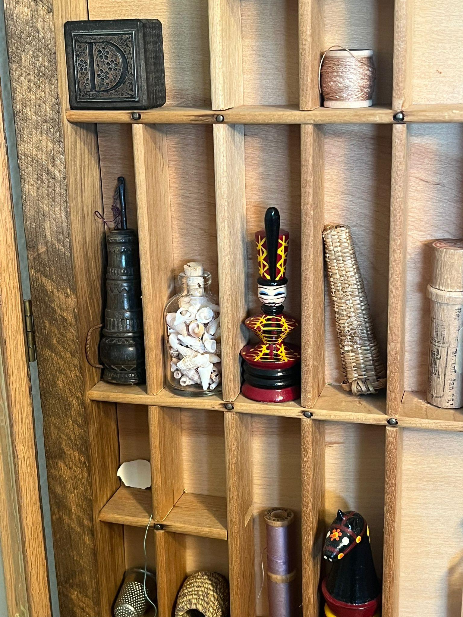 Late 20th Century Letter Press Box Trinket Shelf with Glass Door For Sale
