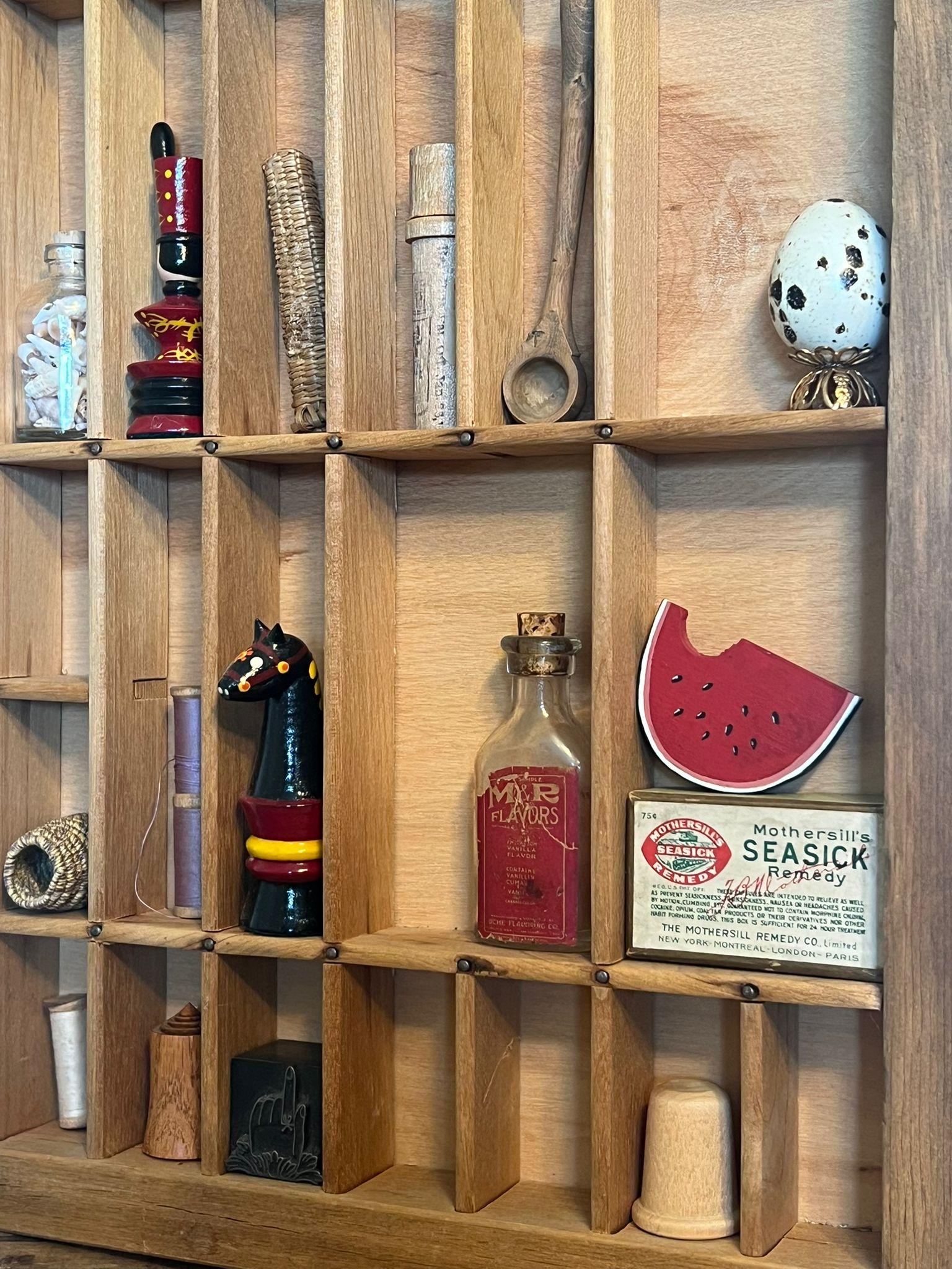 Letter Press Box Trinket Shelf with Glass Door For Sale 1