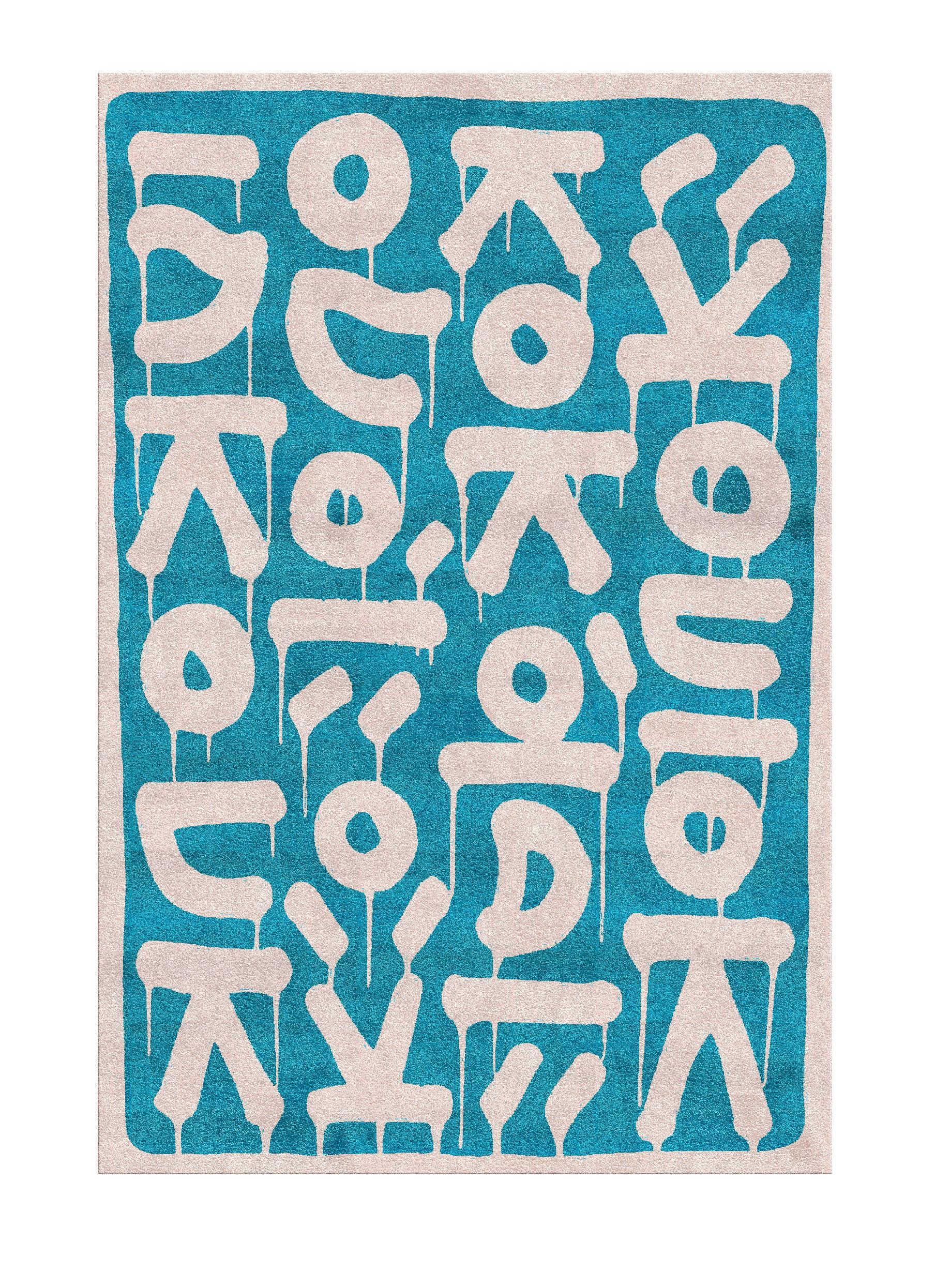 Letter rug I by Raul.
Dimensions: D 300 x W 200 cm
Materials: Viscose, linen
Available in other colors.

The ‘Letter’ rug comes from a series entitled “Nomadic signs” representing all the signs and symbols encountered by the artist during his