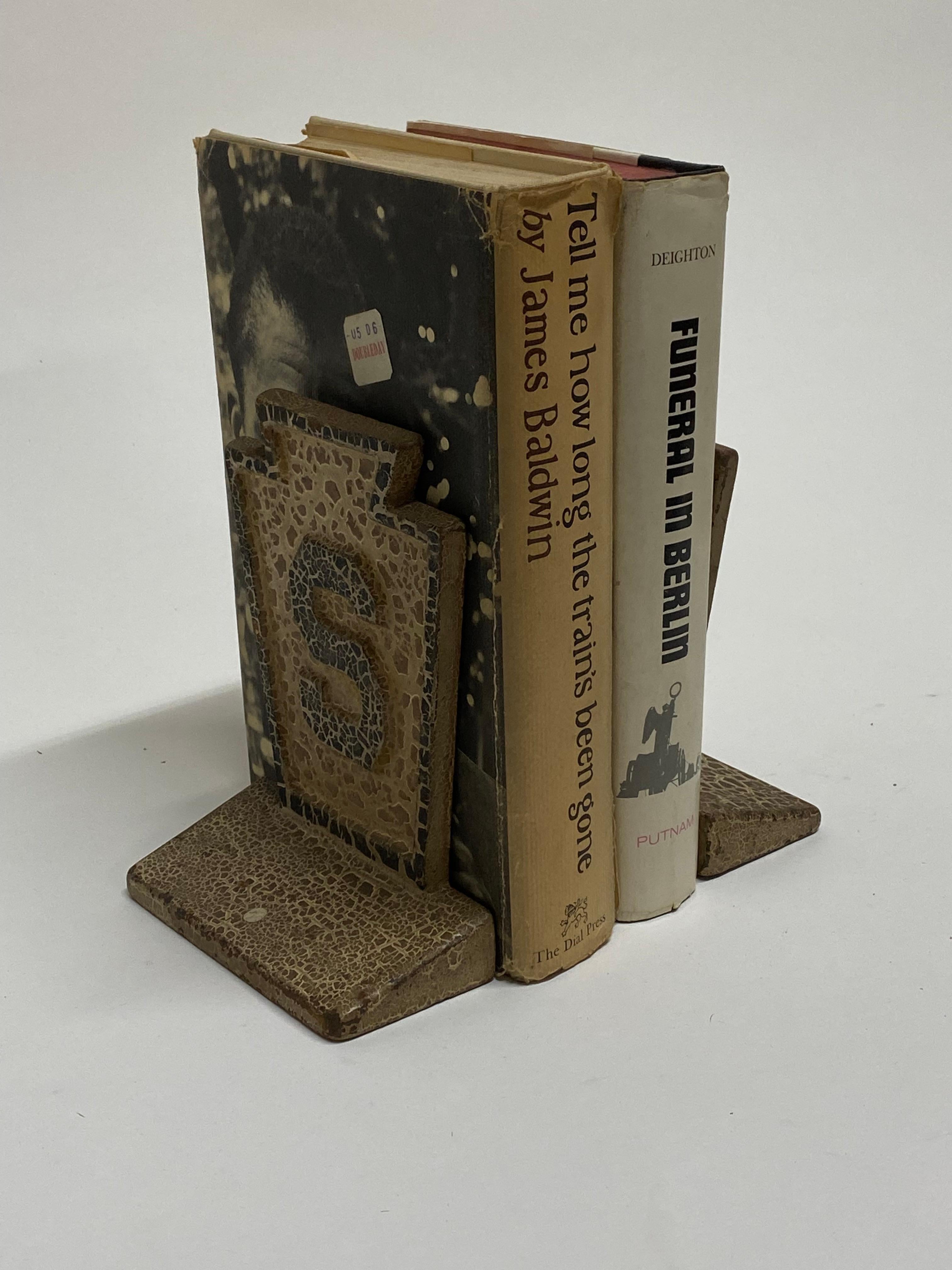 Industrial Letter 'S' Iron Keystone Bookends