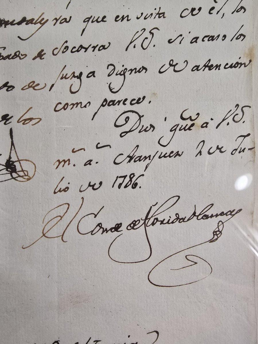 Letter signed by the Count of Floridablanca – 1786 In Good Condition For Sale In Madrid, ES
