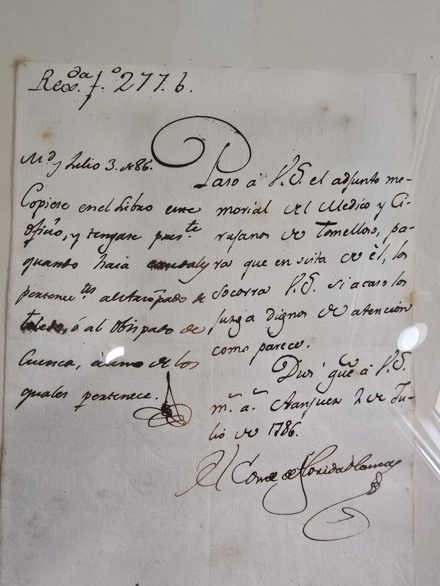 18th Century Letter signed by the Count of Floridablanca – 1786 For Sale