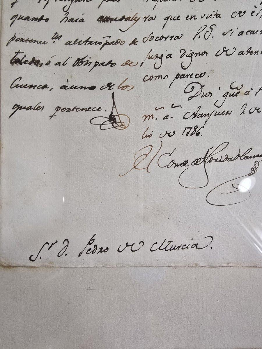 Paper Letter signed by the Count of Floridablanca – 1786 For Sale