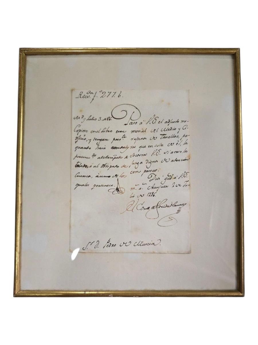 Letter signed by the Count of Floridablanca – 1786 For Sale 2