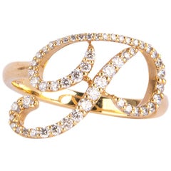 Buchstabe-Gelbgoldring mit Diamanten