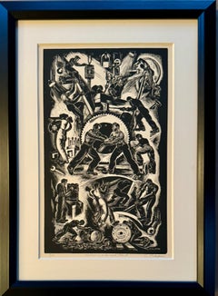 „Labor in a Diesel Plant“ Maschinenzeitalter, amerikanische Industrieszene, Mitte des 20. Jahrhunderts