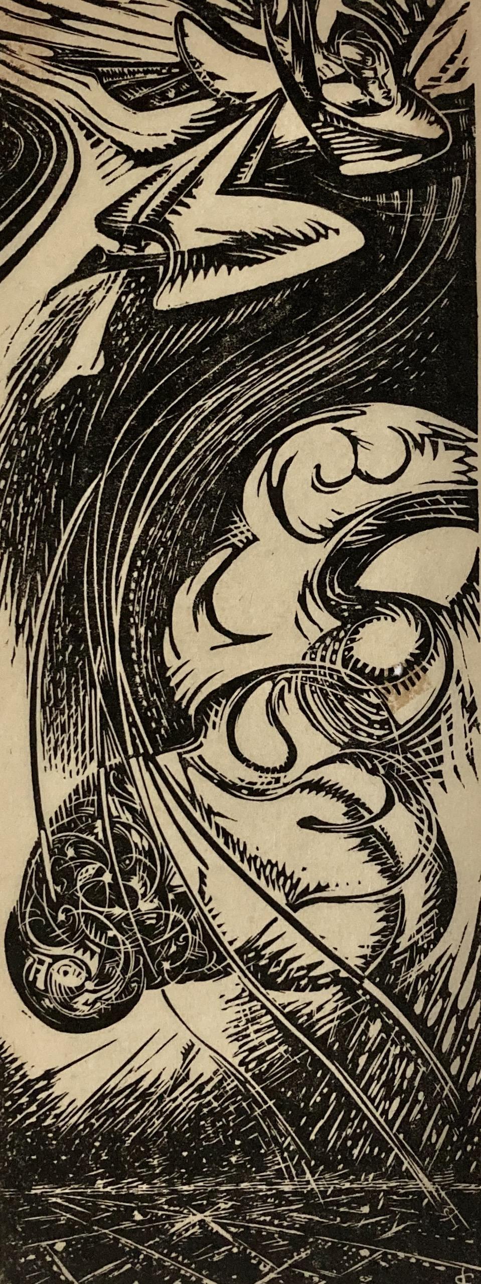 Letterio Calapai, (Sky Abstraction), 1957, mid-century wood engraving For Sale 1
