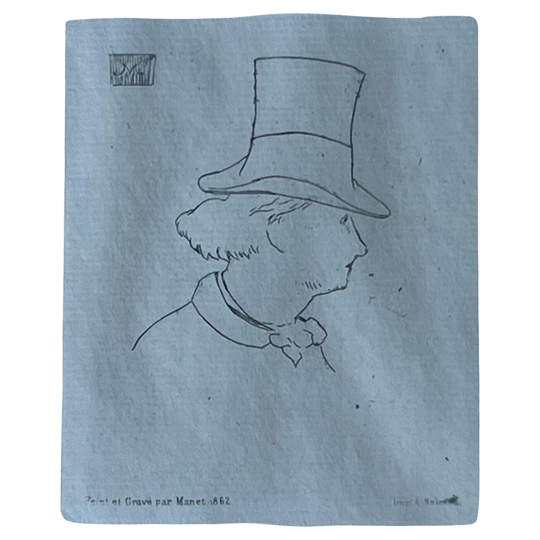 Buchdruckdruck von Charles Baudelaire von Manet, um 1862 (Französische Provence) im Angebot
