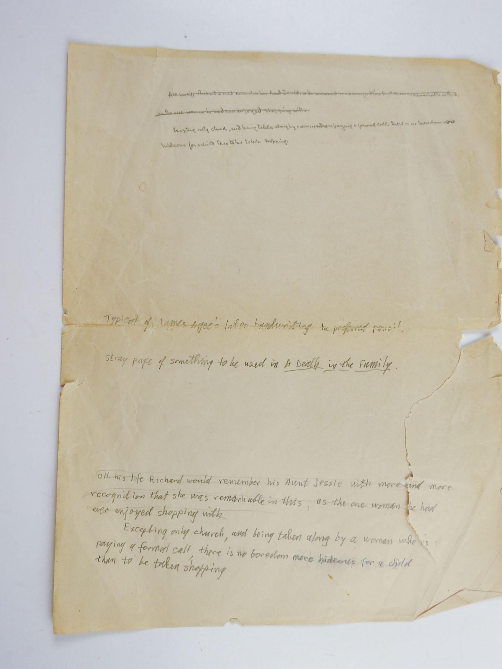 20th Century Letters of James Agee to Father Flye & Agee's Manuscript Notes
