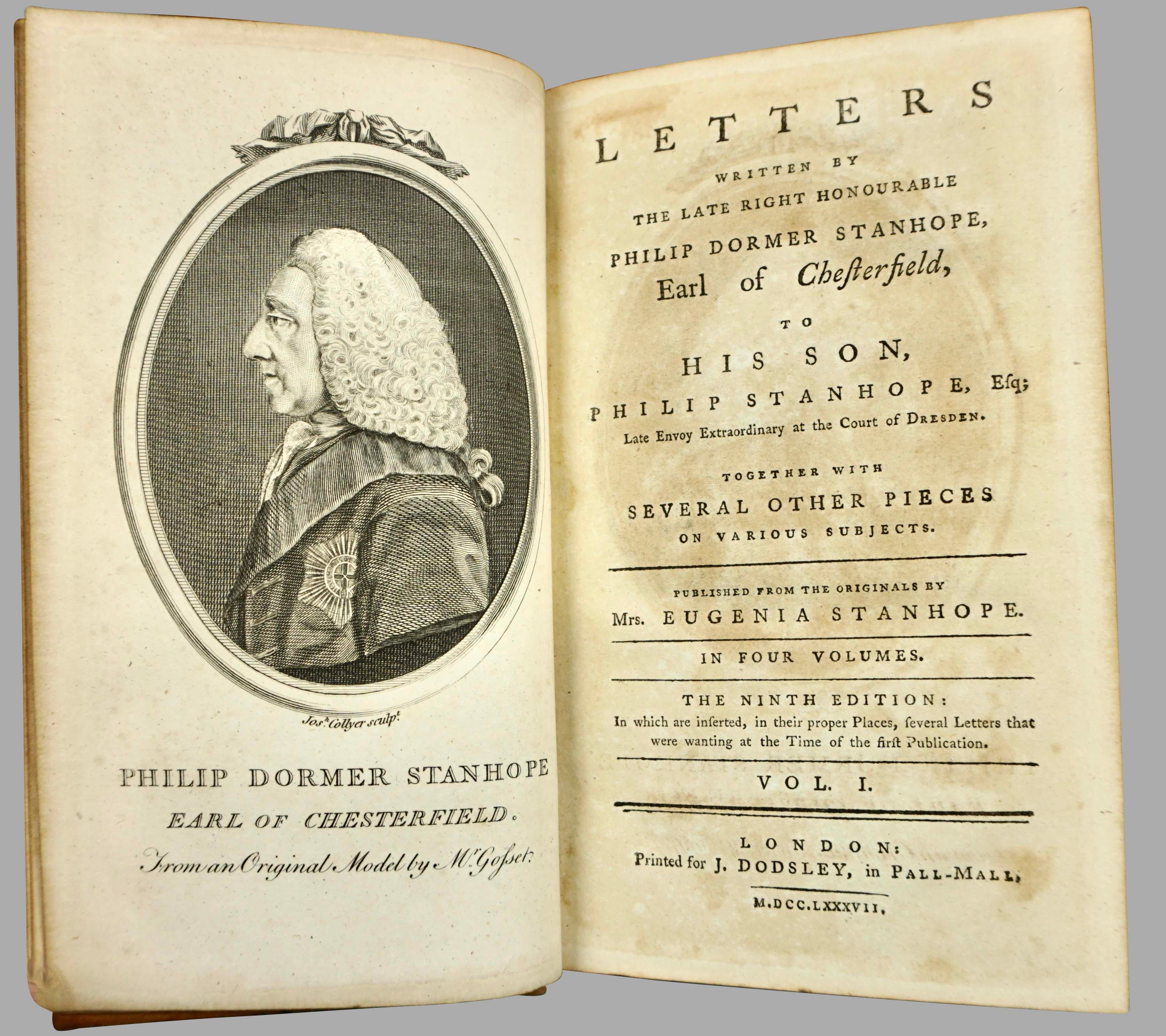 Letters of the Earl of Chesterfield to His Son in 4 Bänden, veröffentlicht 1787 (Englisch) im Angebot
