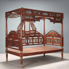 Canopy Bed in Exotic Wood India Early 20th Century