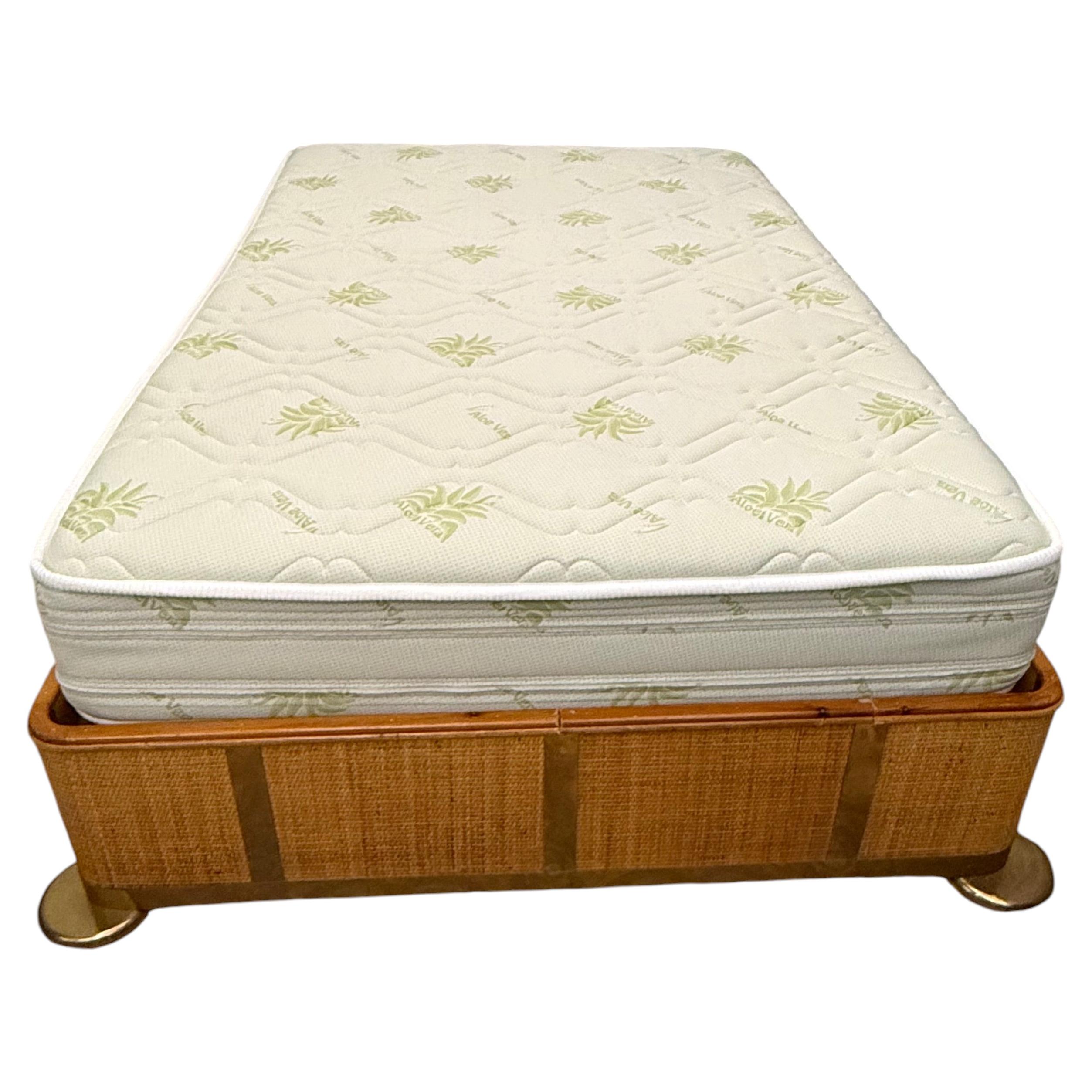 Bamboo and Brass One and a Half French Bed 1970 Italy