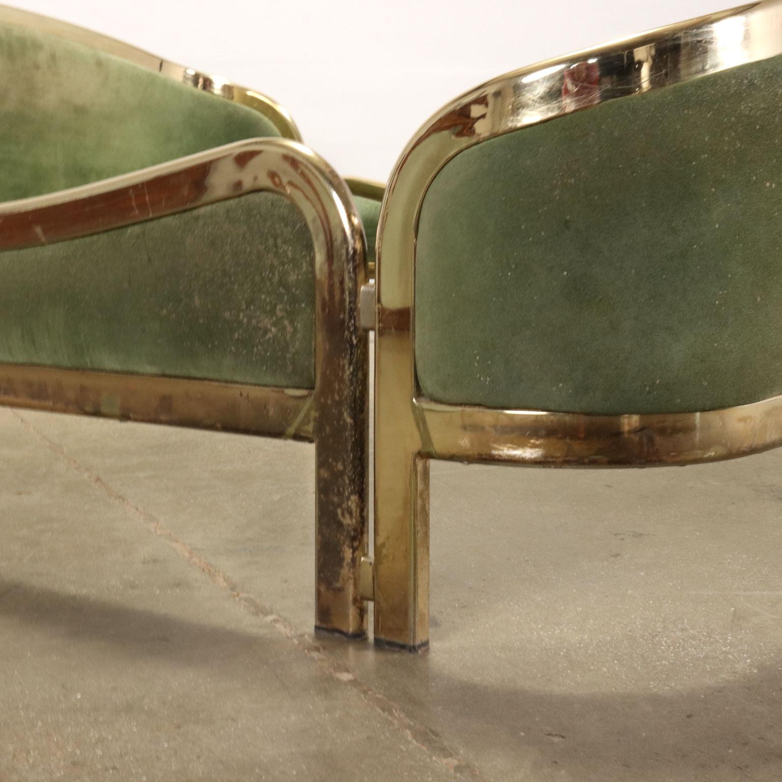 Bed 70s-80s Brass Suede Leather In Fair Condition In Milano, IT
