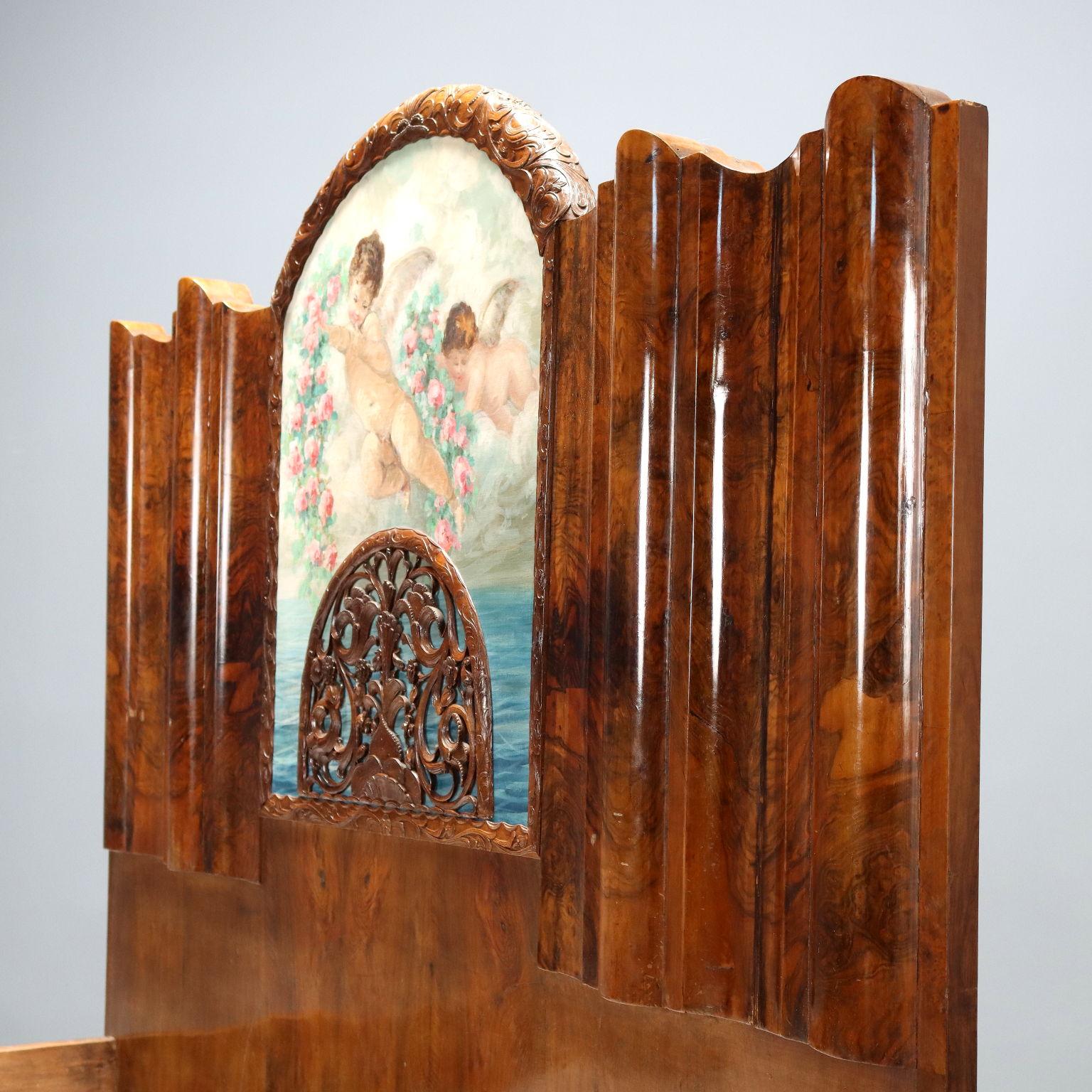 Noyer Lit Art Déco Italie Première moitié du 20ème siècle en vente