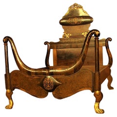 Austrian bed 1850s empire period  mahogany with inlays and gilding