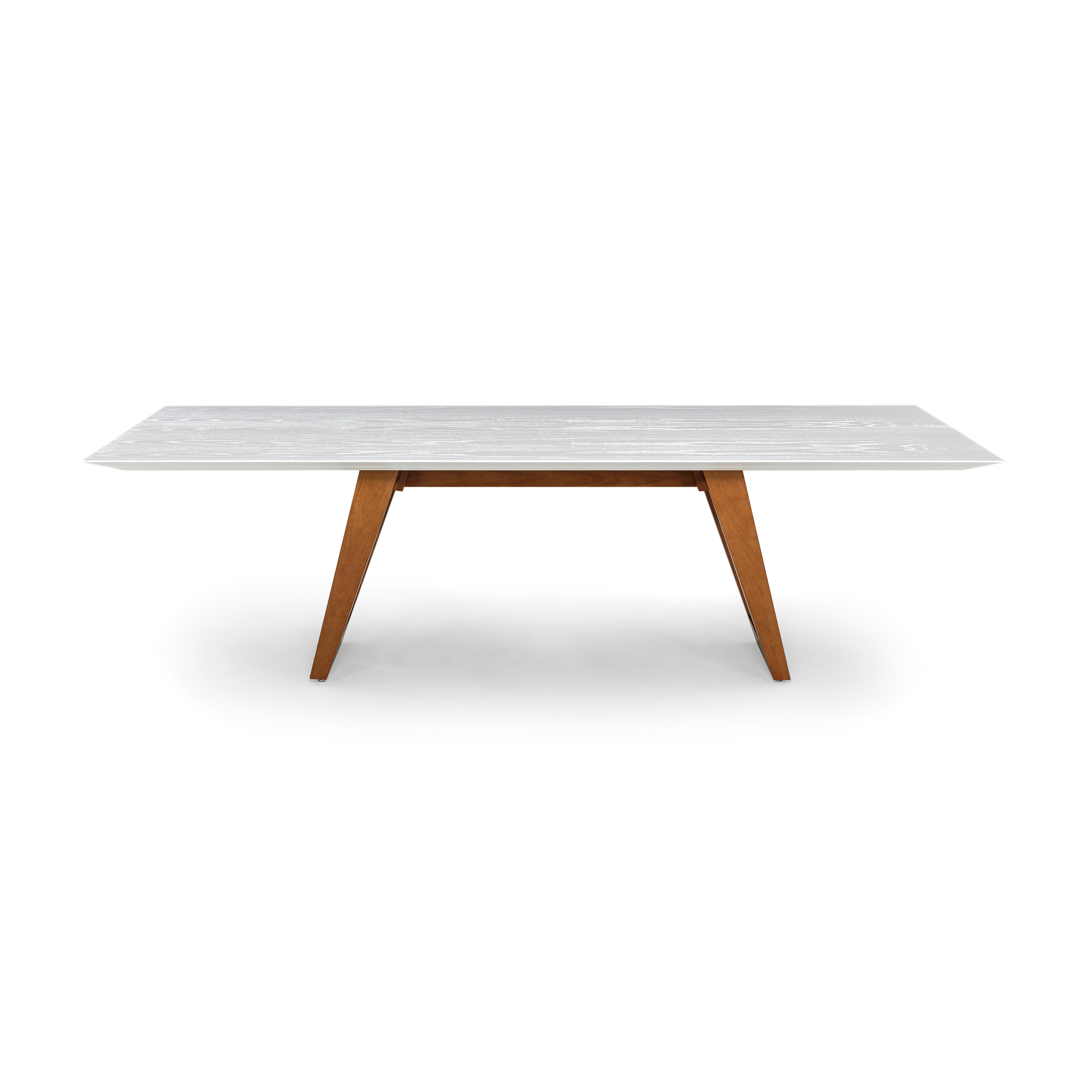 Letto Dining Table with Chamfered White Oak Veneered Top and Oak Solid Wood Base 1