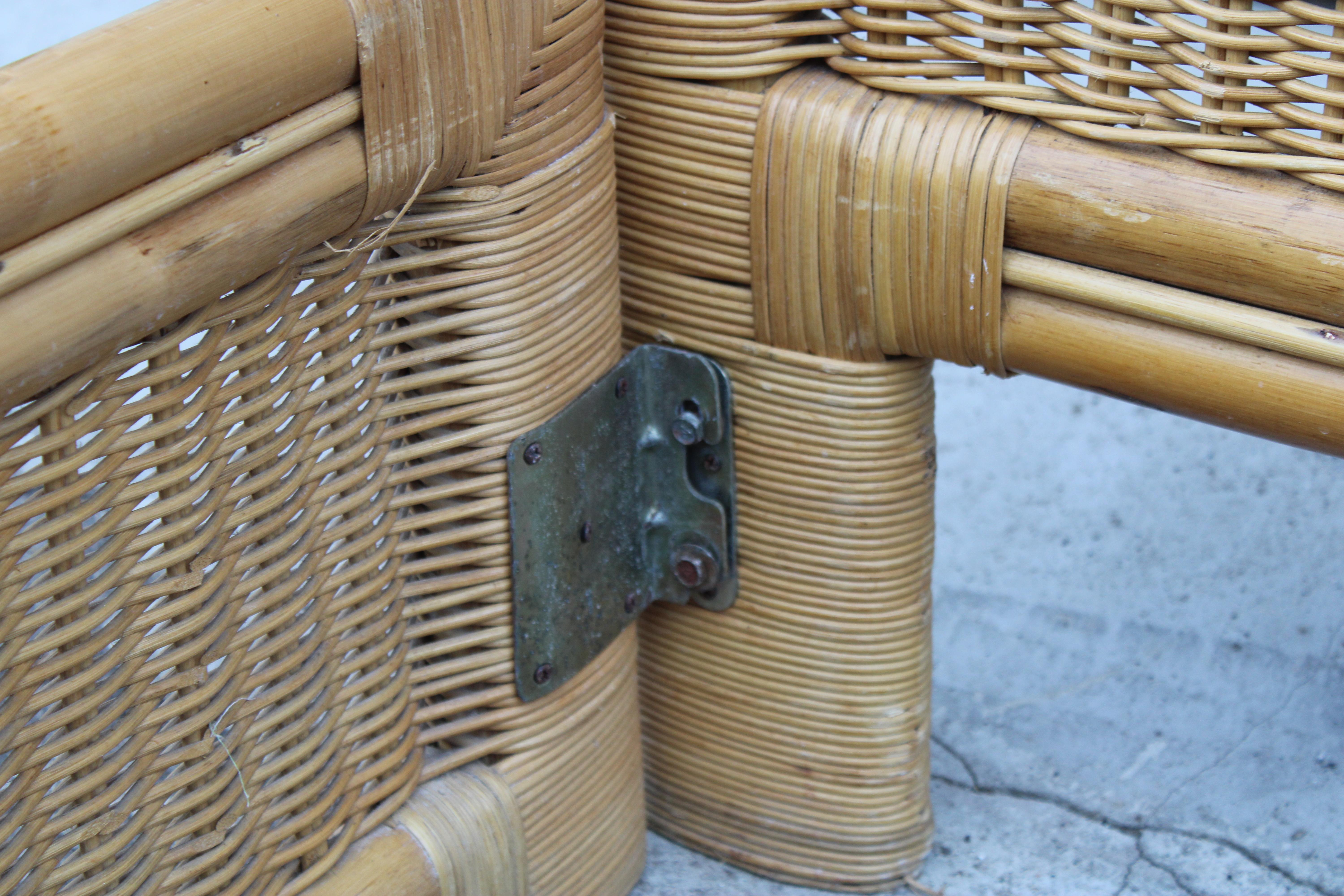 Lit italien en bambou et osier 1970 Tommaso Barbi Design en vente 7