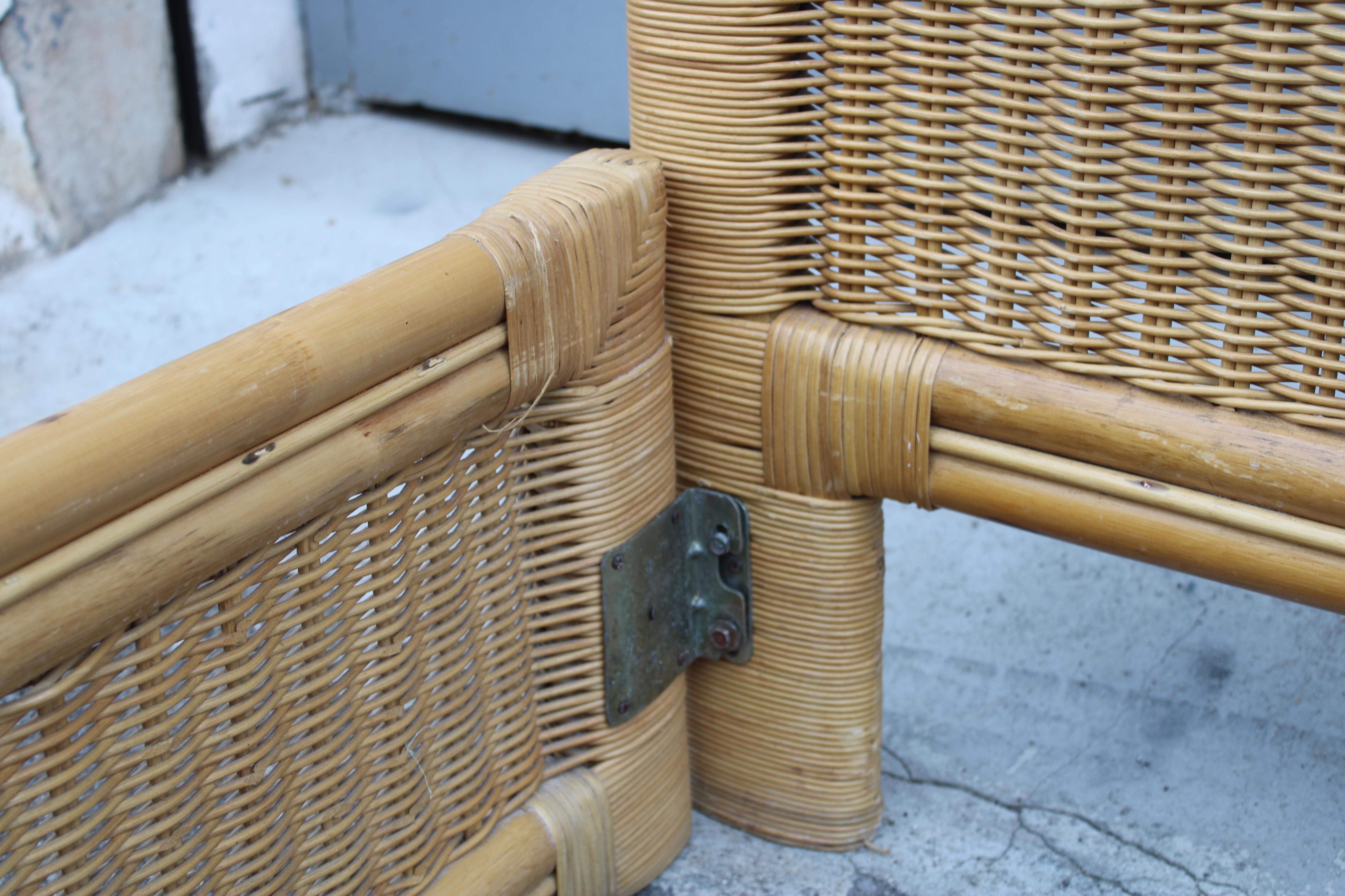 Lit italien en bambou et osier 1970 Tommaso Barbi Design en vente 8