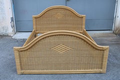 Italienisches Bett aus Bambus und Korbgeflecht 1970 Tommaso Barbi Design