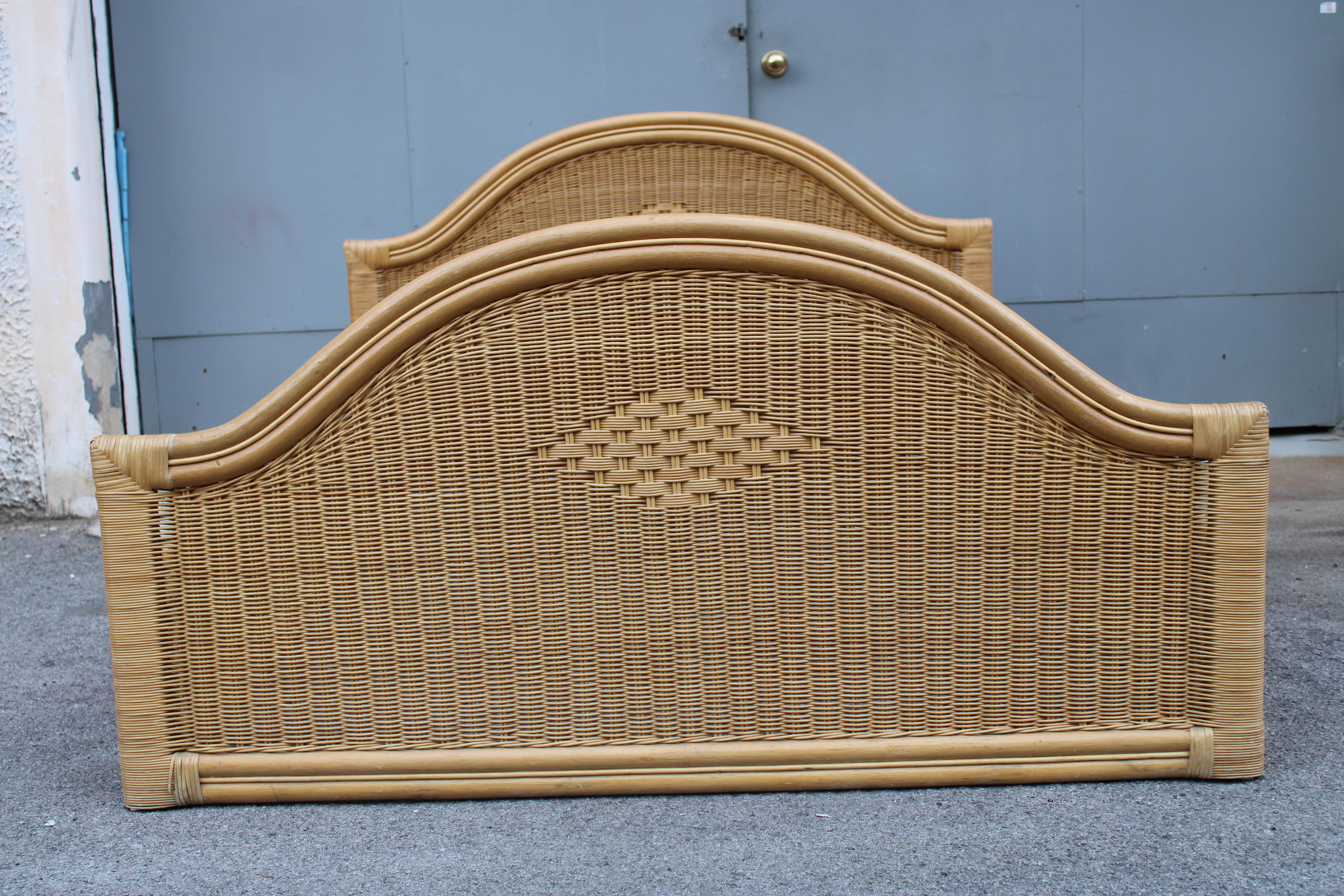 Mid-Century Modern Lit italien en bambou et osier 1970 Tommaso Barbi Design en vente