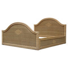 Italian Bamboo and Wicker Bed 1970 Tommaso Barbi Design Italian Bamboo and Wicker Bed 1970 Tommaso Barbi Design