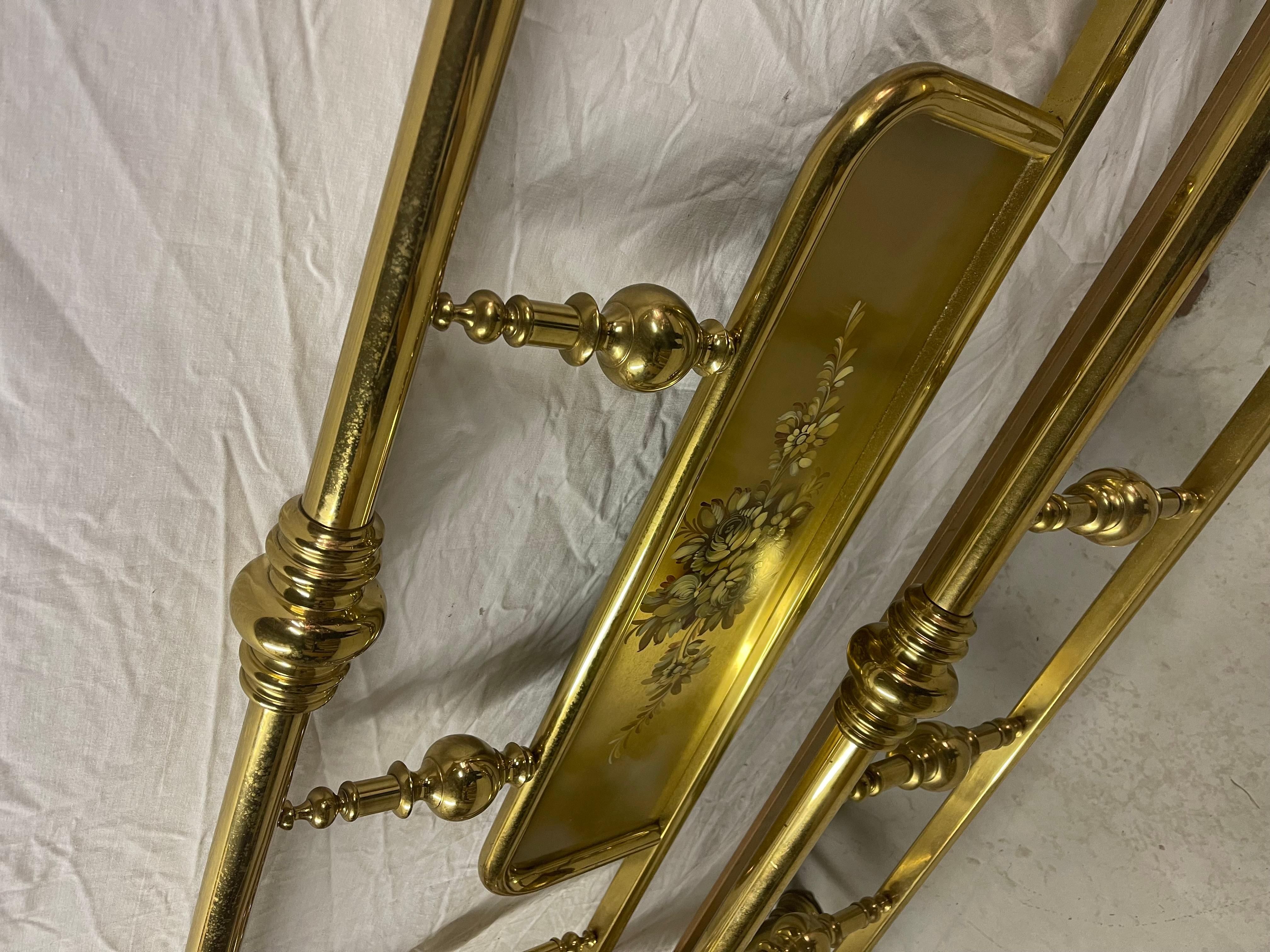 Other Gilded brass bed de design Italian Victorian style vintage 60's For Sale