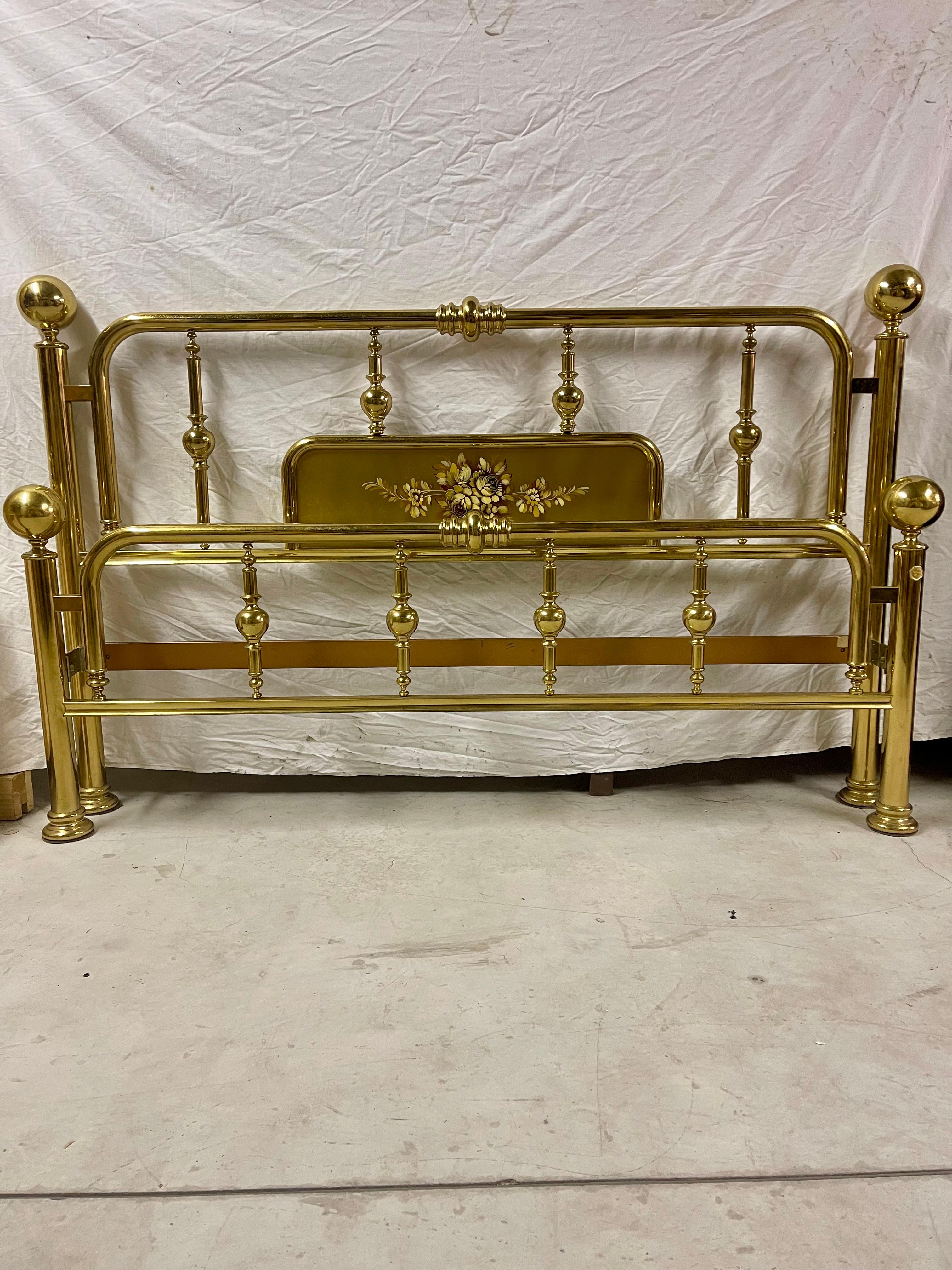 Gilded brass bed de design Italian Victorian style vintage 60's For Sale 2