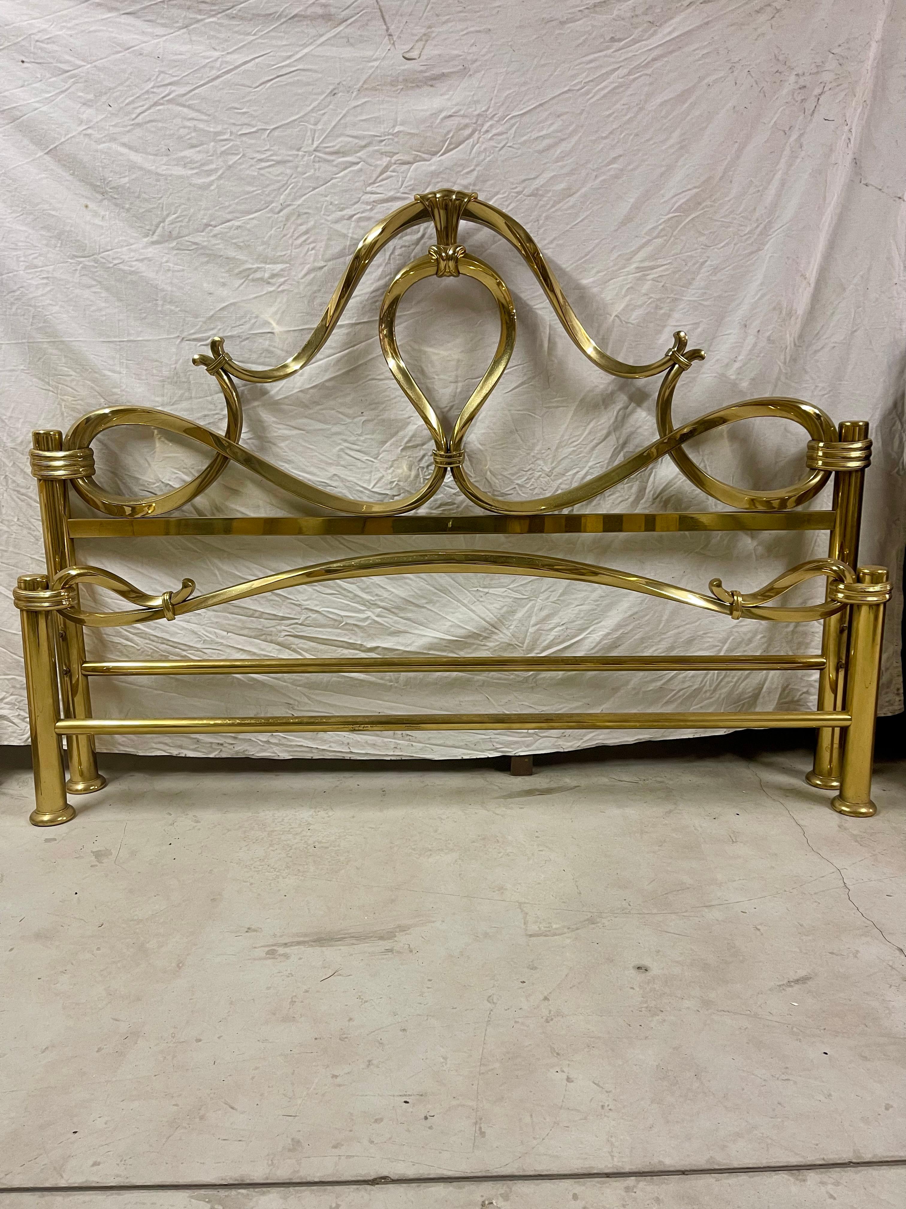 Italian brass bed in Mid Century Hollywood Regency 1960s style