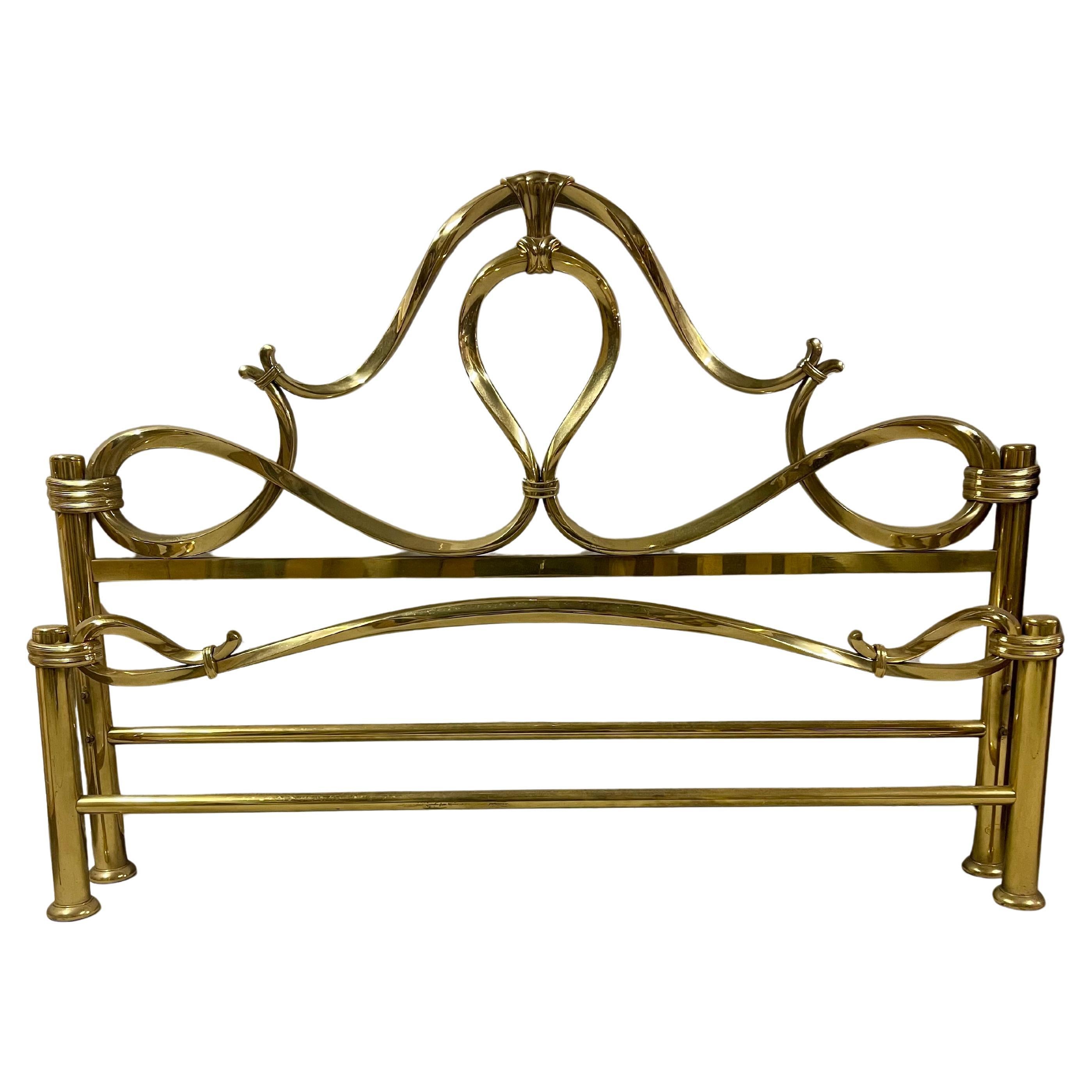 Italian gilt brass bed in 1960s Mid Century Hollywood Regency style