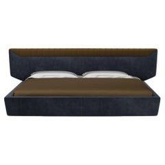 Letto Libra, sospeso con inserto testata personalzzabile plissè o liscio