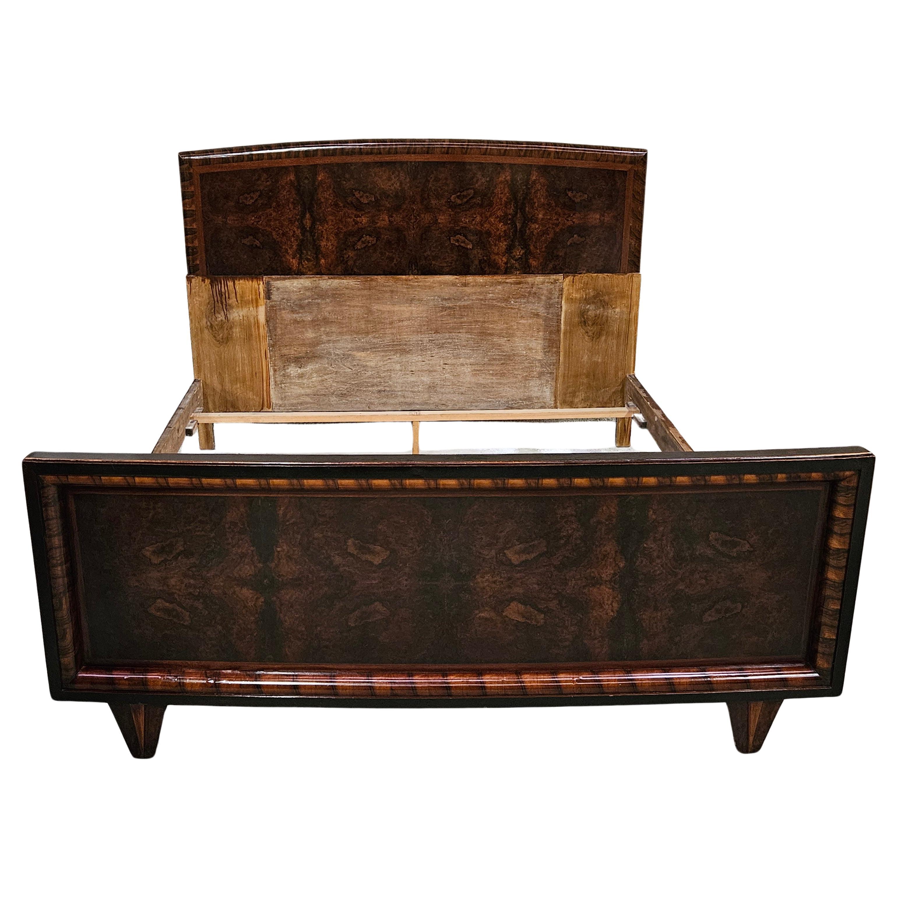 Art Deco mahogany burl double bed