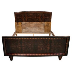 Art Deco mahogany burl double bed