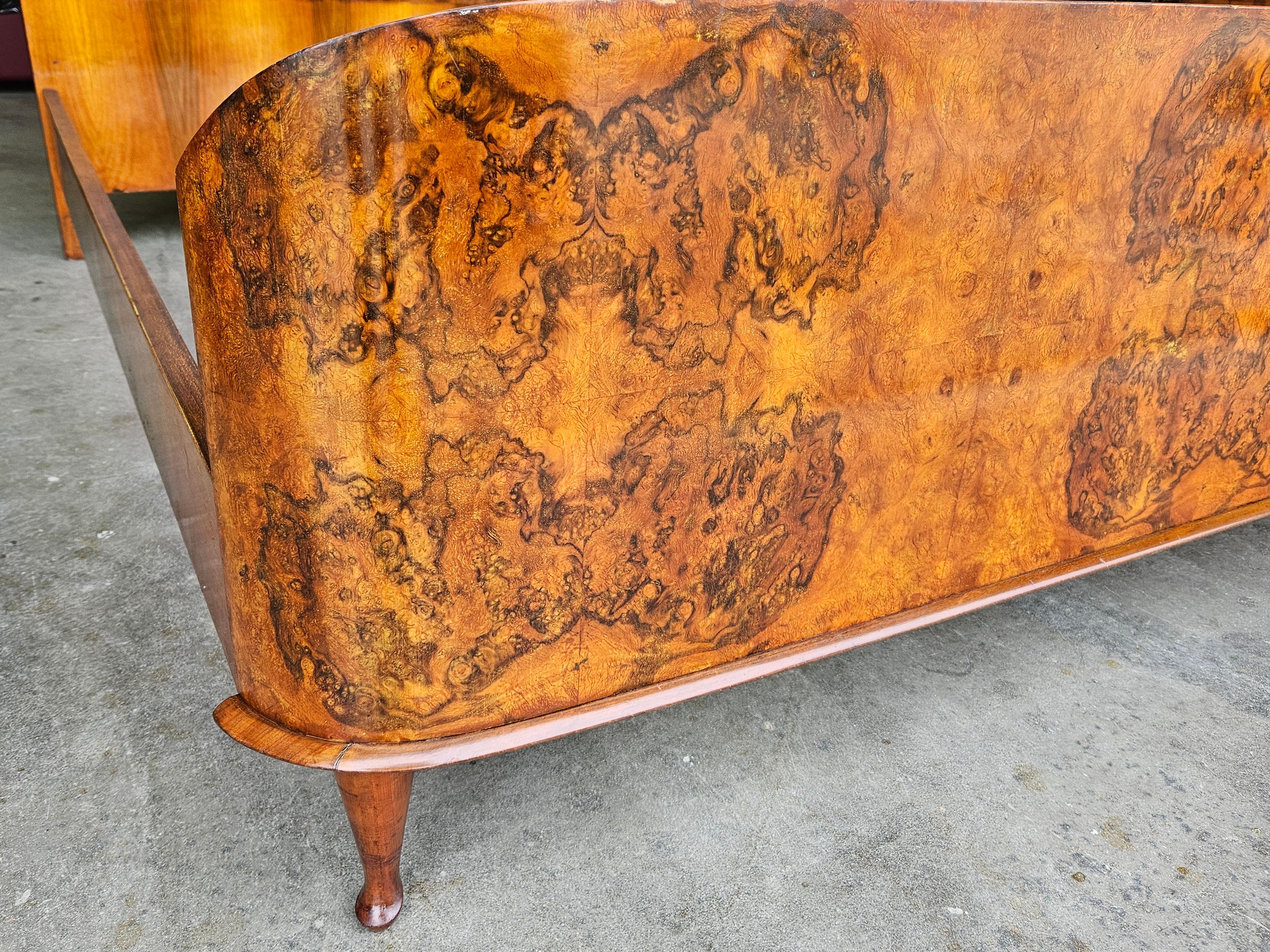 Art Deco walnut burl double bed 3